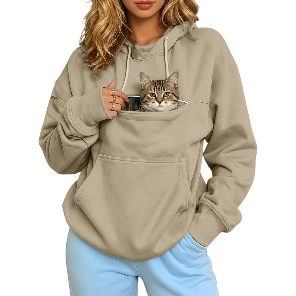 Pet Pouch Hoodie Cat Carrier Hoodies Dog Sweatshirts With Zipper Pockets