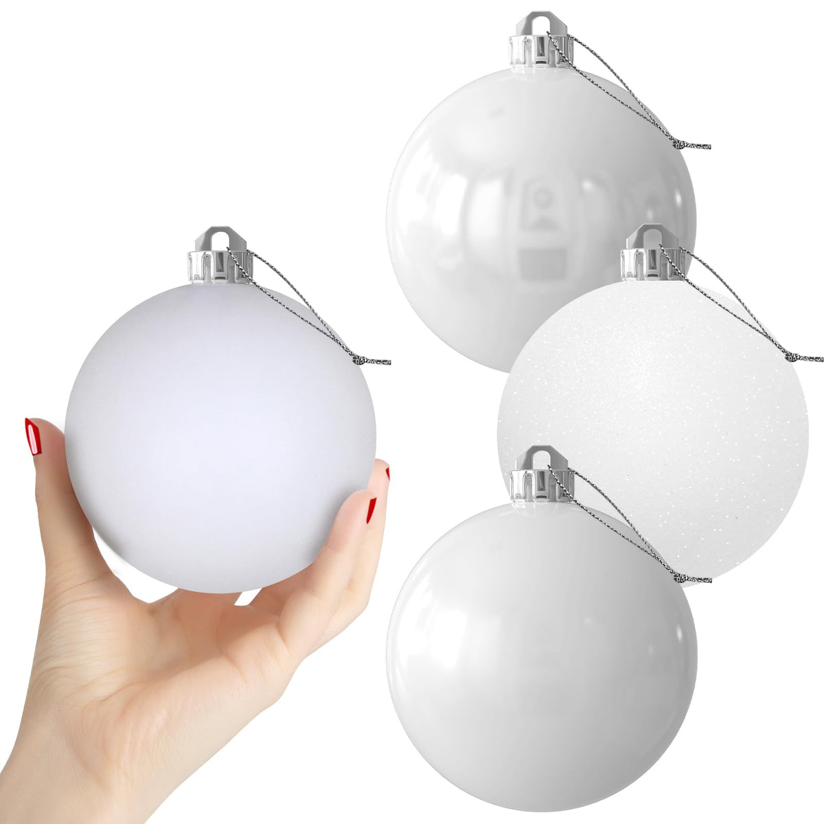 Rose Red 4.0" Large Christmas Balls - Christmas Tree Decoration Ornaments Shatterproof Hanging Balls for Birthday Halloween Holiday Wedding Decorations Set of 4pcs