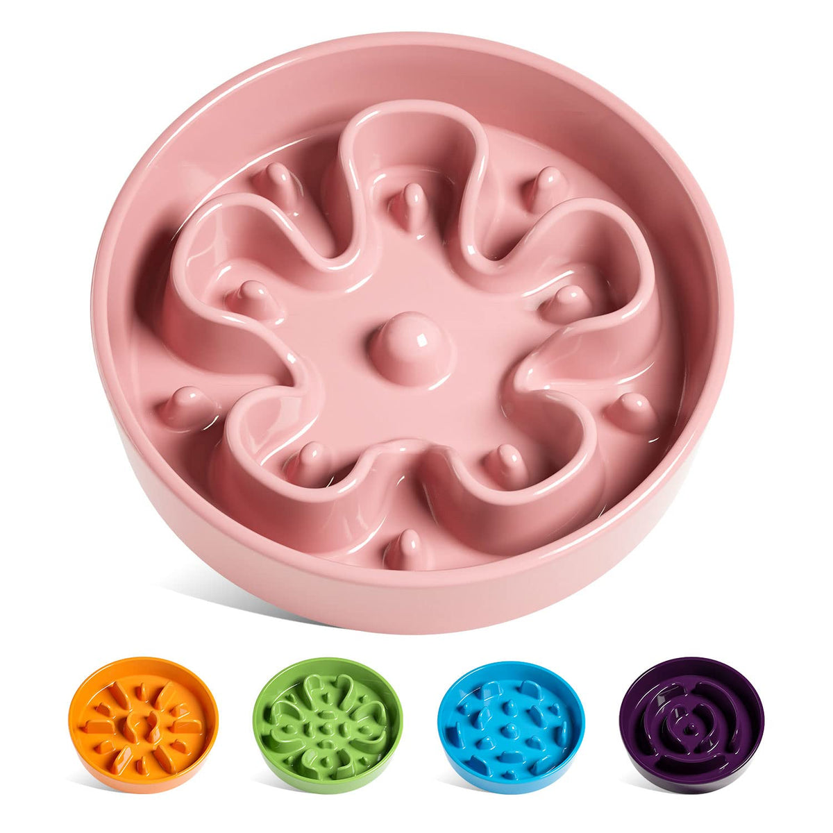 LE TAUCI Dog Bowls Slow Feeder Ceramic, 1.5 Cup Slow Feeding Bowl for Small and Medium Breed, Puzzle Dog Food Bowl for Fast Eater, Maze Purple