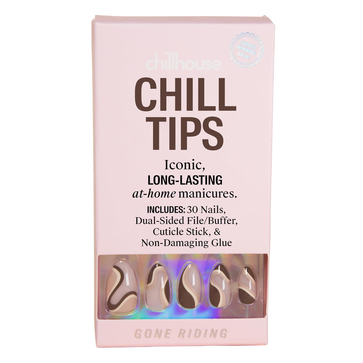 Chillhouse - Chill Tips, Press on Nails Kit - Sea Siren (Almond) - 30 Nail Shapes & Sizes - Up to 2 Weeks of Wear - Customizable Fit - Reusable - Latina Founded & Women Owned - Beauty & Self Care