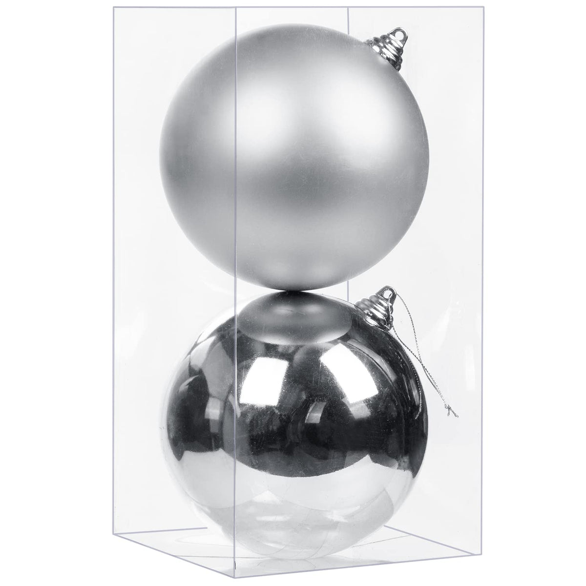 GnFlus Large Shatterproof Christmas Ball Ornaments, Red, 5.9" (2 Pcs), Classic Style, Hanging, Plastic, Christmas, Birthday, New Year, Anniversary, Valentine's Day