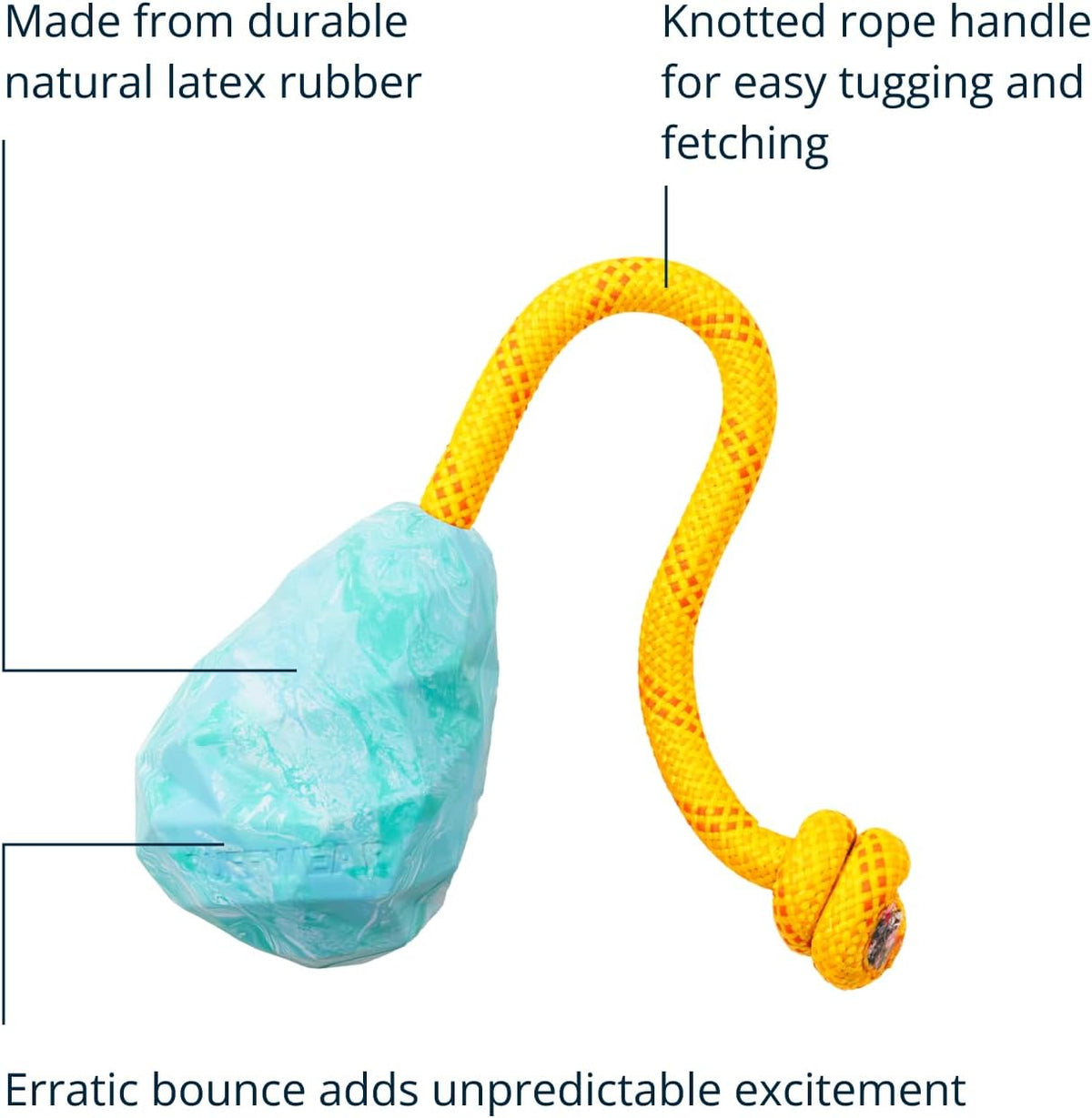 Ruffwear, Huck-a-Cone Dog Toy – Durable Tug, Throw & Fetch Toy with Knotted Rope Handle, Interactive Play for Dogs, Glacial Blue