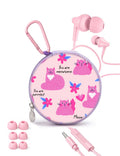 Teens Wired Earbuds with Case, 3.5mm Headphones for School,Berry Bows