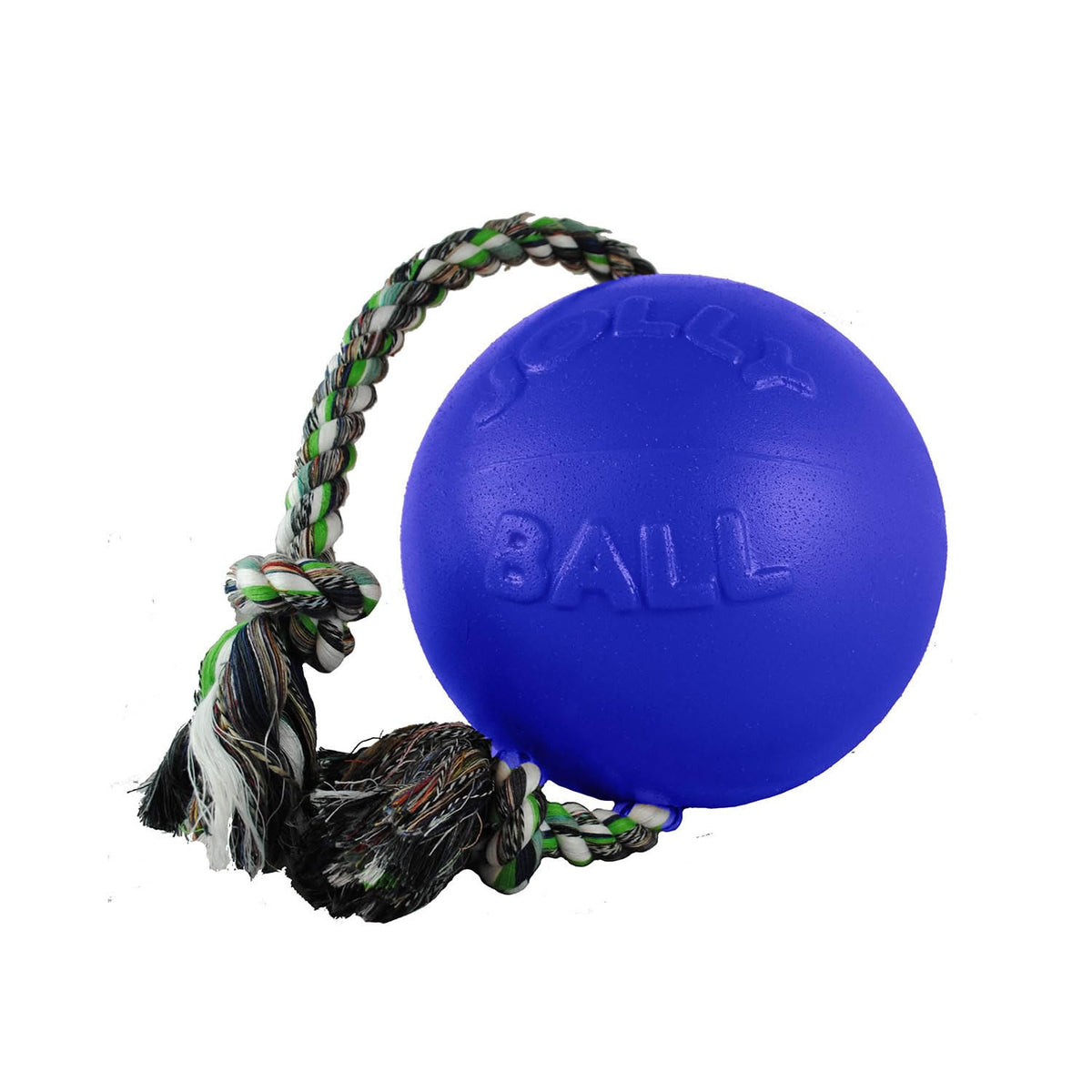 Jolly Pets Romp-n-Roll Rope and Ball Dog Toy, 8 Inches/Large, Blueberry, All Breed Sizes