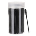 100 Pcs Disposable Mascara Wands, Crystal Eyebrow Spoolies Brush for Eyelash Extensions, Black Lash Brushes with Container