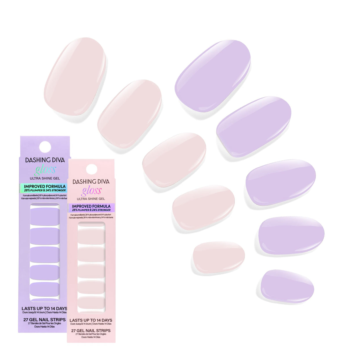 Dashing Diva Gloss Nail Strips Bundle - The Neon Brights Collection - Magenta Madness & Suki - UV Free, Chip Resistant, Long Lasting Gel Stickers - Contains 2 Sets