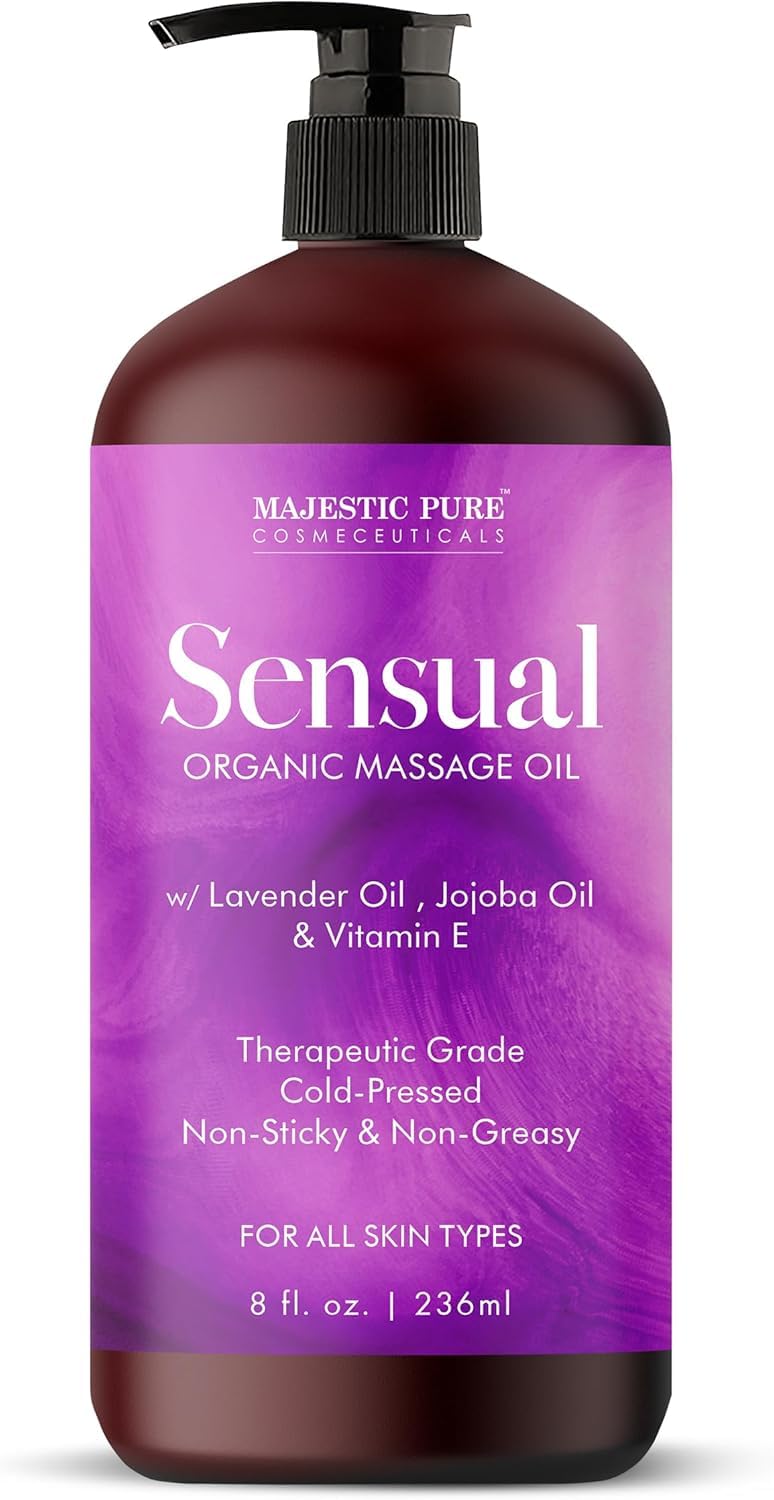 Majestic Pure Firming Body Massage Oil- Helps Smooth the Appearance of Cellulite & Improve Skin Texture- Natural Oils with Collagen- Refreshing Aromatherapy Body Oil for Legs & Full Body - 8 fl oz