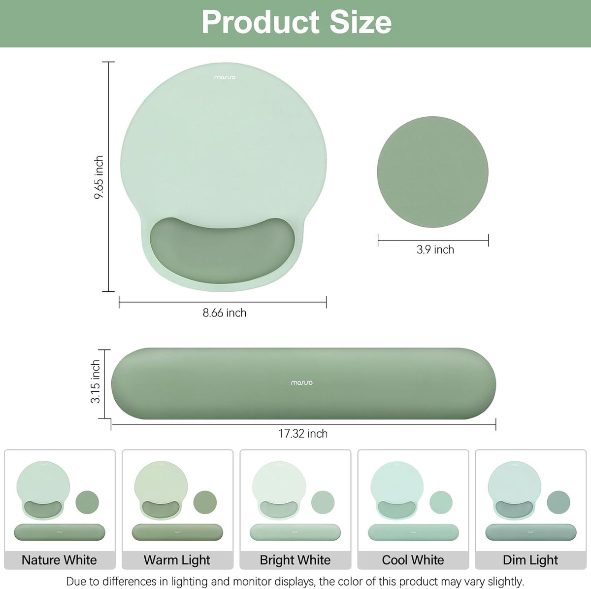MOSISO Wrist Rest Support for Mouse Pad&Keyboard Set, Antique Green