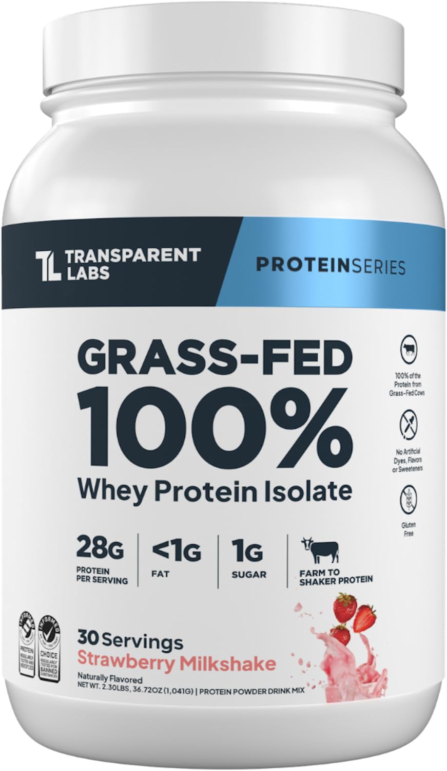 Transparent Labs Grass-Fed Whey Protein Isolate - Naturally Flavored, Gluten Free Whey Protein Powder with 28g of Protein per Serving & 9 Amino Acids - 30 Servings, Chocolate Peanut Butter