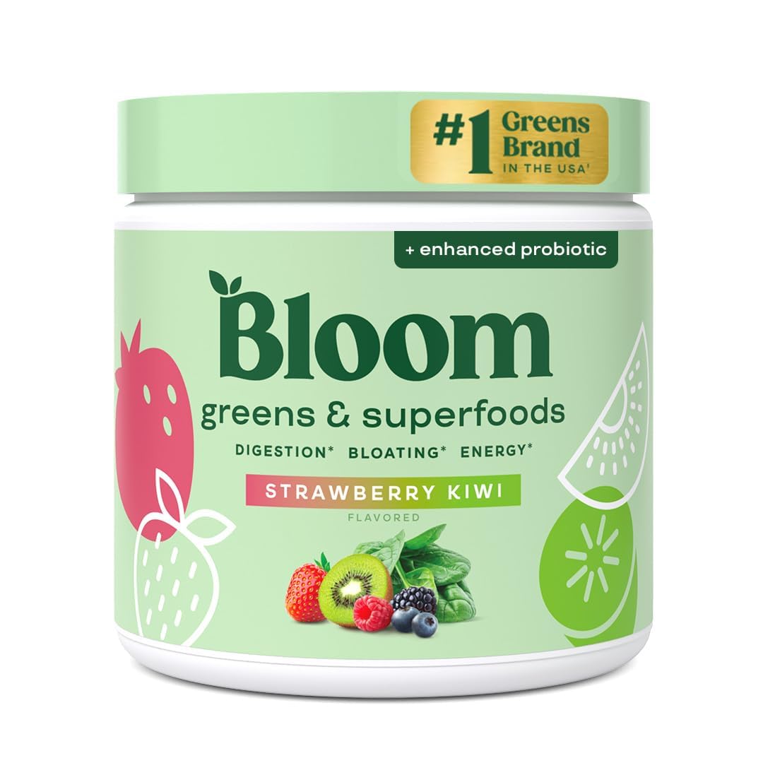 Bloom Nutrition Superfood Greens Powder, Digestive Enzymes with Probiotics and Prebiotics, Gut Health, Bloating Relief for Women, Chlorella, Green Juice Mix with Beet Root Powder, 30 SVG, Original