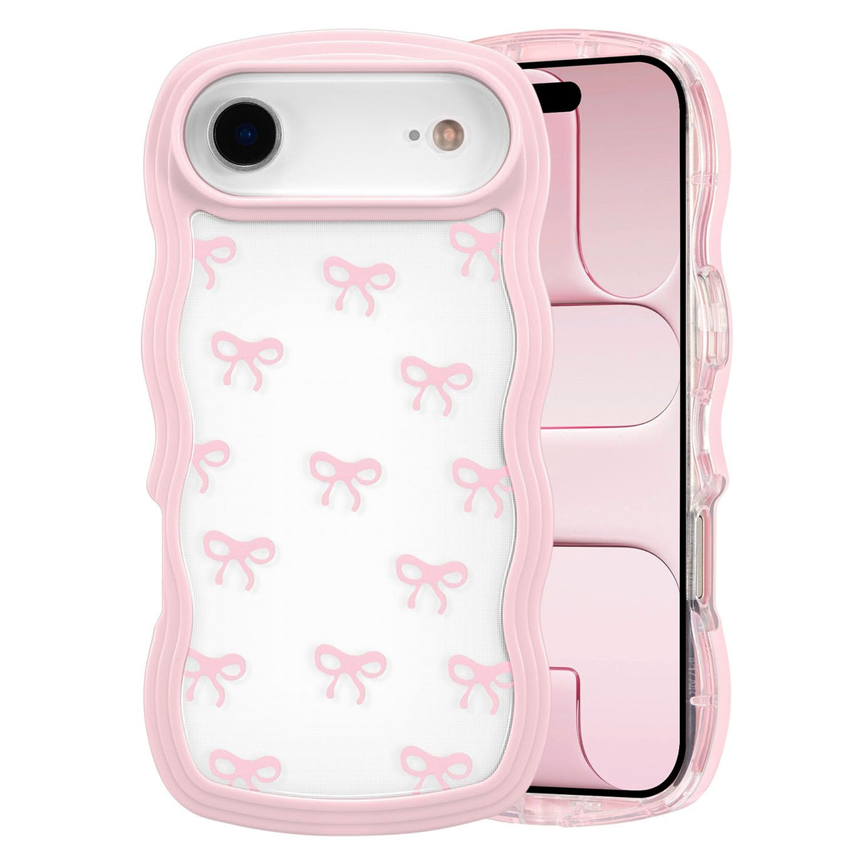 QLTYPRI Bow Case for iPhone 13/iPhone 14 Wavy Fame, Pink
