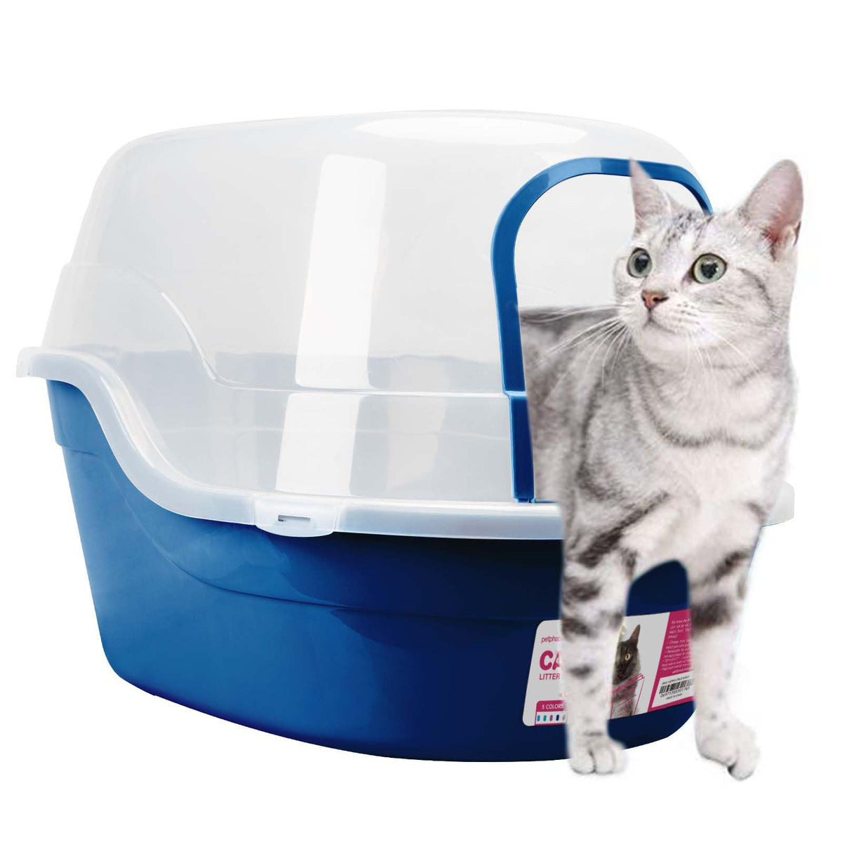 Petphabet Jumbo Hooded Cat Litter Box, Extra Large Gray