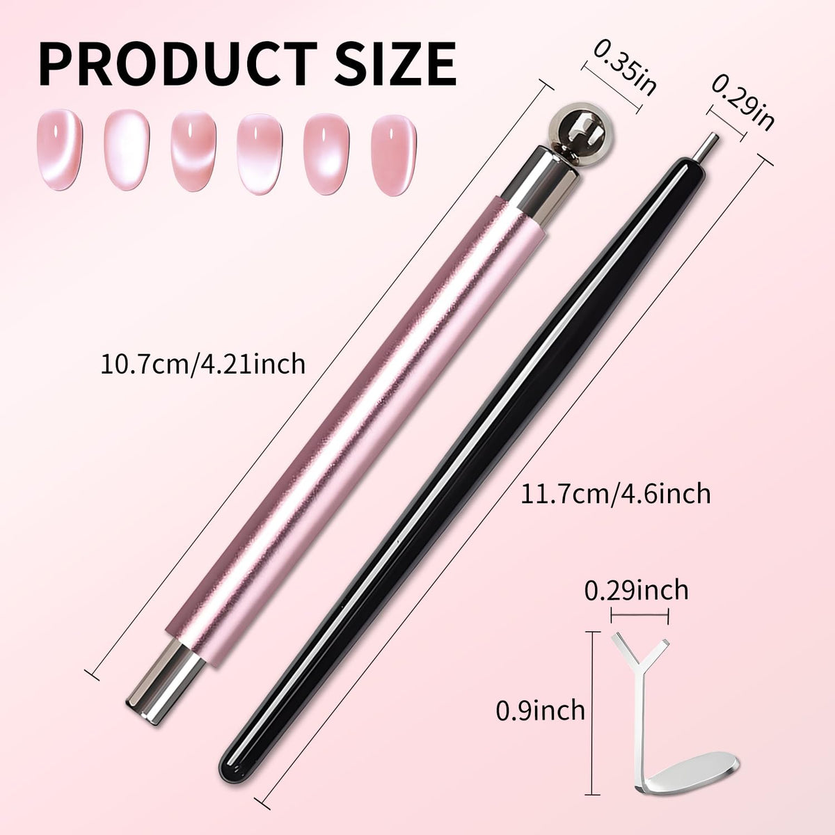 4-Piece Cat Eye Magnet Set – Black Bead-Attracting Nail Magnet Pen & Heart-Shaped Magnet for Nails, Nail Magnets for Nail Art, Cat Eye Magnet for Nail Art, Perfect for Home DIY, Nail Art Design