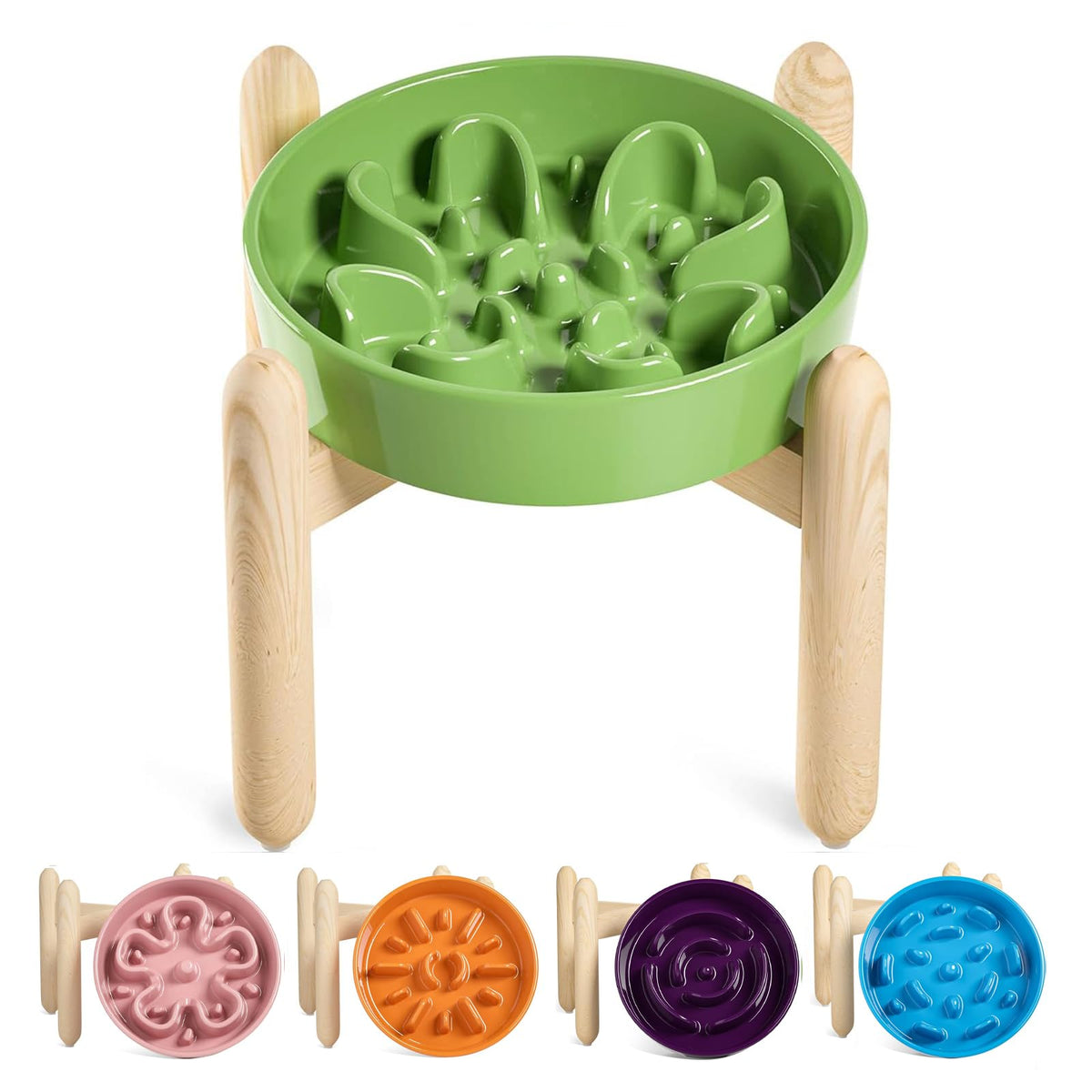 LE TAUCI Dog Bowls Slow Feeder Ceramic, 1.5 Cup Slow Feeding Bowl for Small and Medium Breed, Puzzle Dog Food Bowl for Fast Eater, Maze Purple