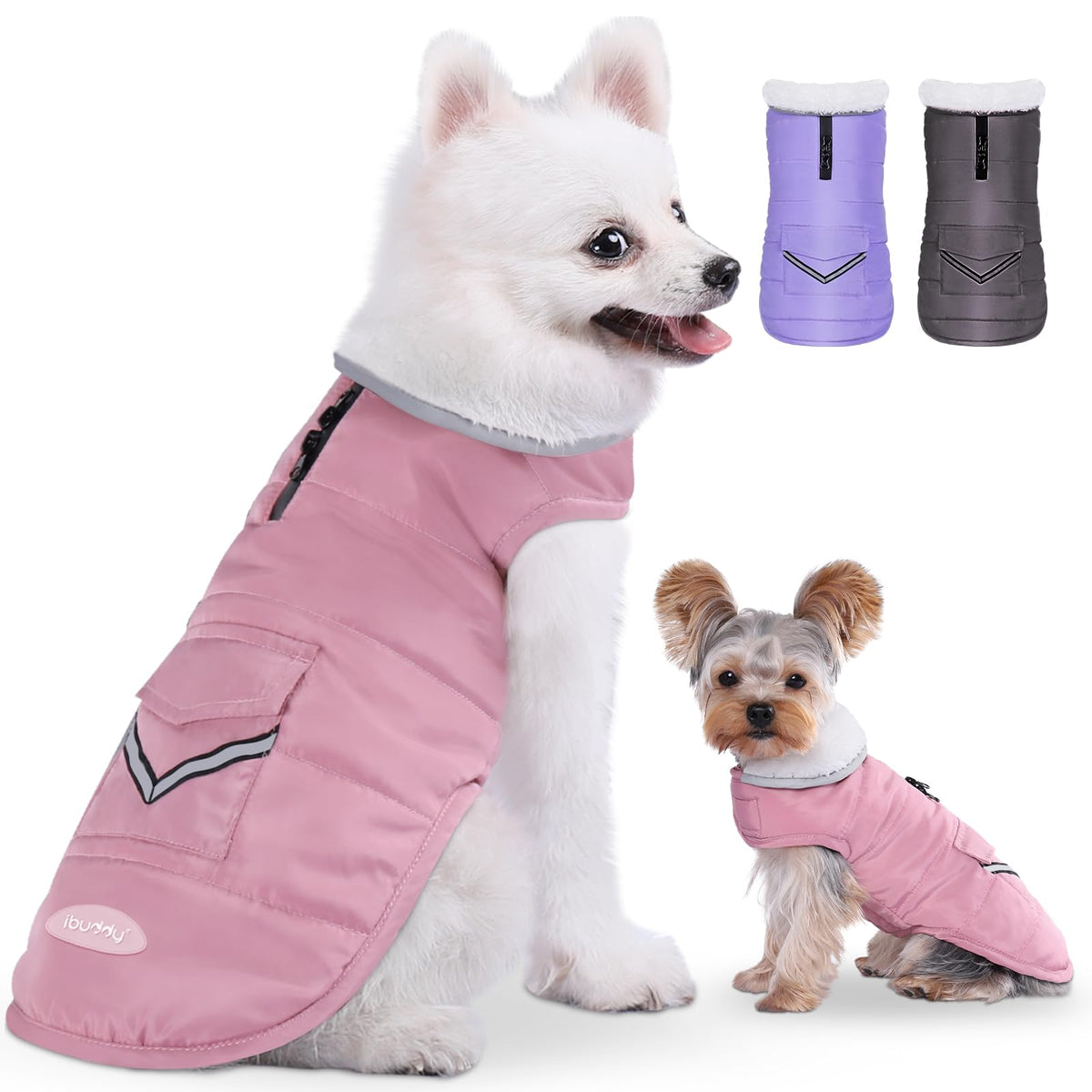 Dog Winter Coat for X-Large Dogs, Easy on Dog Snow Fleece Coat Velcro Waterproof Pet Puffer Jacket with Harness Hole Adjustable Reflective Quilted Pet Cold Weather Vest for Girl Female