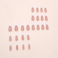 Stilettos Press on Nails White French Tip False Nails Glossy Extra Long Natural Glue on Nail Reusable Artificial Acrylic Stick on Nail for Women