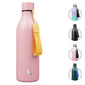Konokyo Insulated Water Bottle with Strap,18 oz Double Wall Stainless Steel Vacuum Bottles Metal Water Flask,Macaron Green