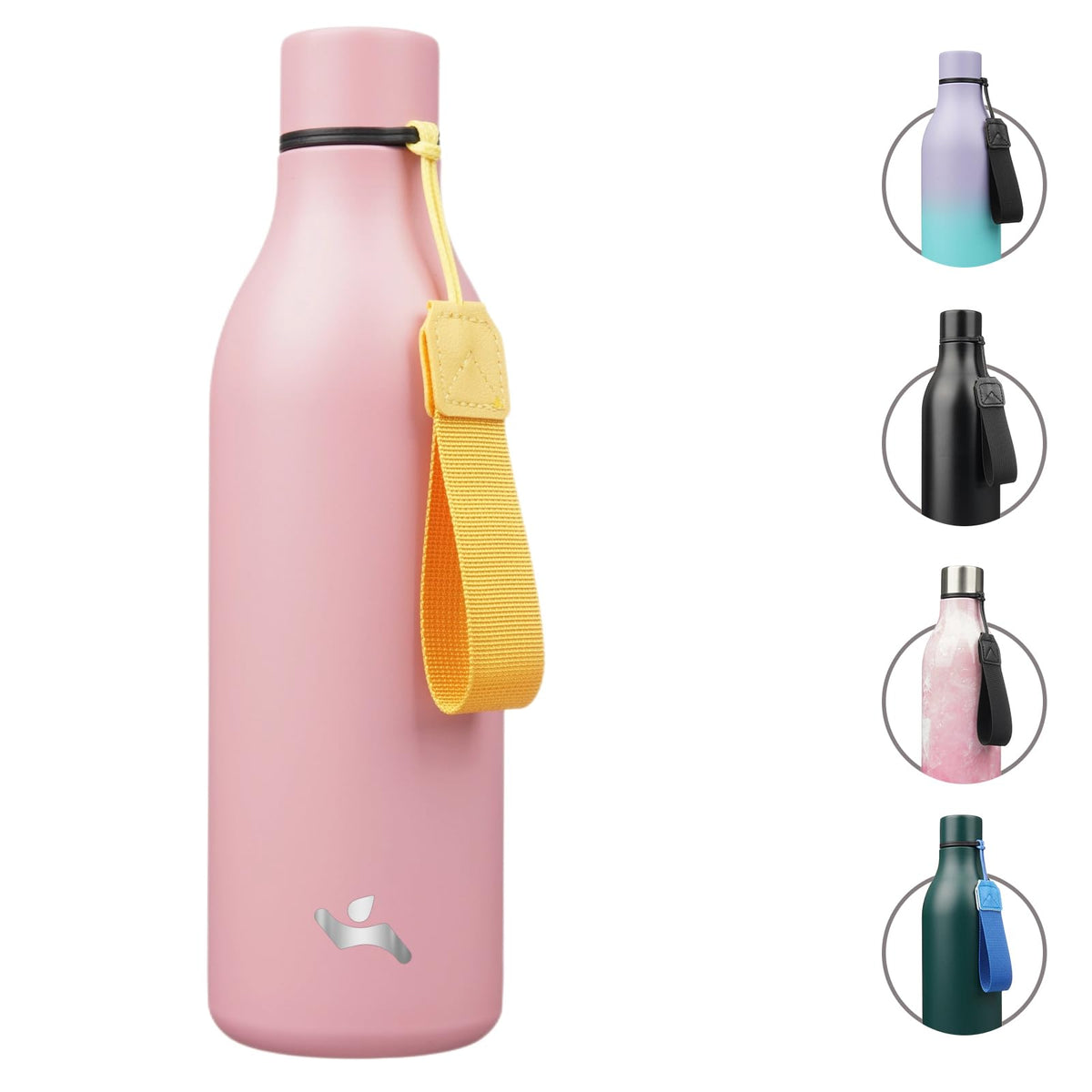 Konokyo Insulated Water Bottle with Strap,18 oz Double Wall Stainless Steel Vacuum Bottles Metal Water Flask,Macaron Green