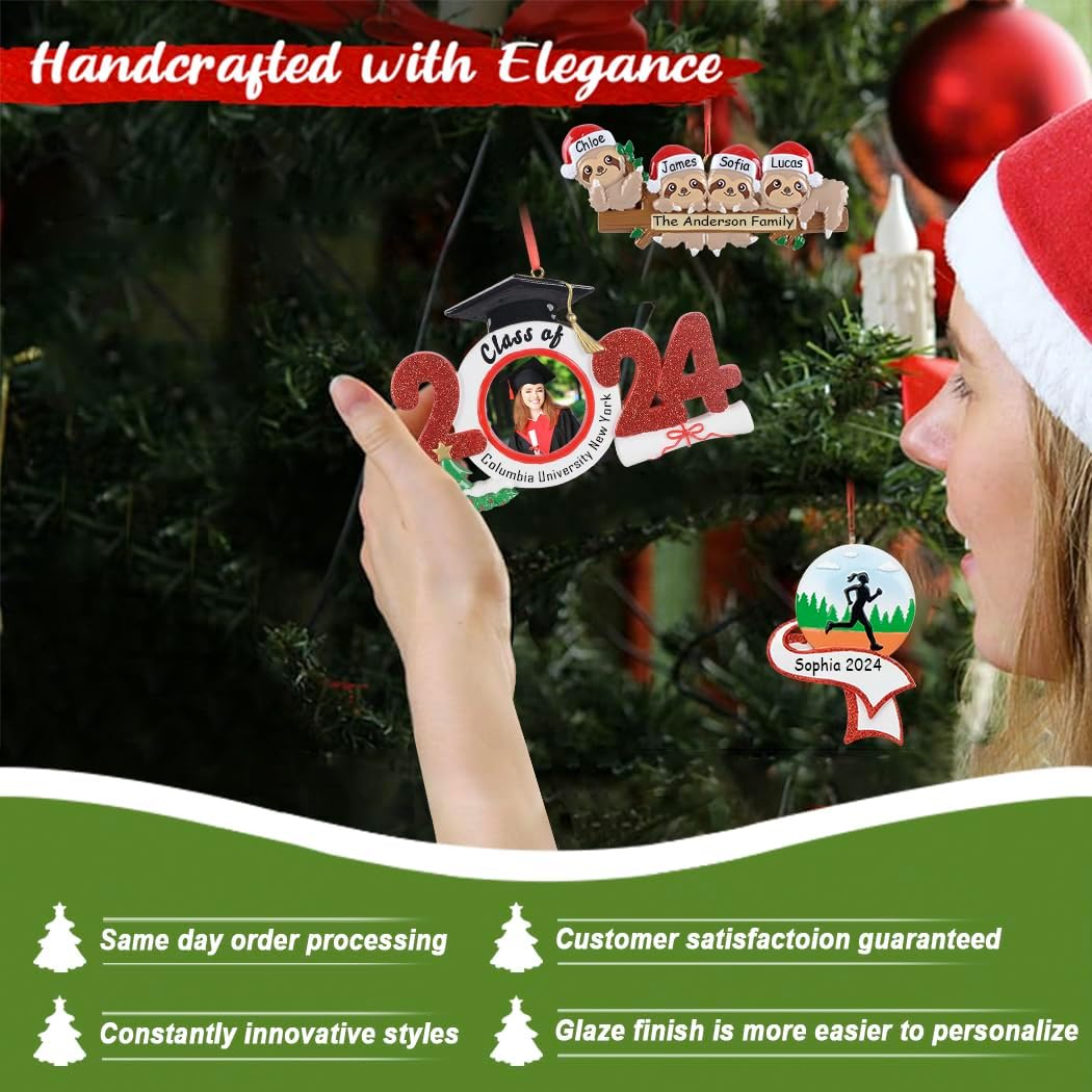 Family of 4 Gingerbread Christmas Ornament Personalized for Grandparents, Kids, Friends