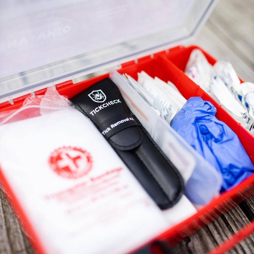 Premium Tick Remover Kit - Stainless Steel Tick Remover + Tweezers, Leather Case, and Free Pocket Tick Identification Card (1 Set)