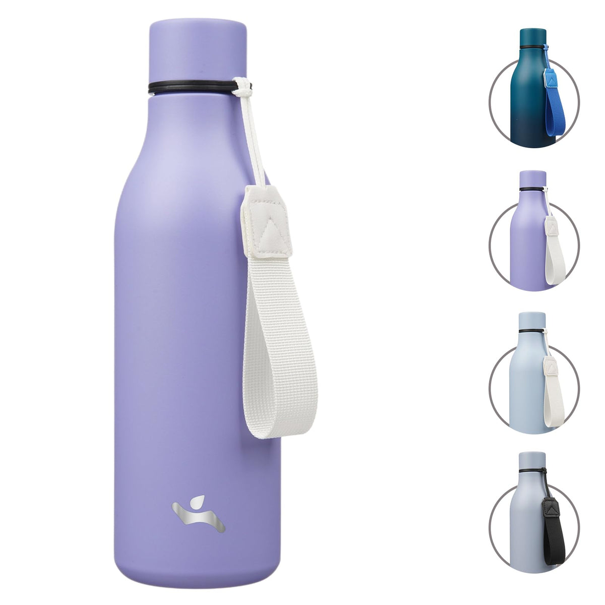 Konokyo Insulated Water Bottle with Strap,18 oz Double Wall Stainless Steel Vacuum Bottles Metal Water Flask,Macaron Green