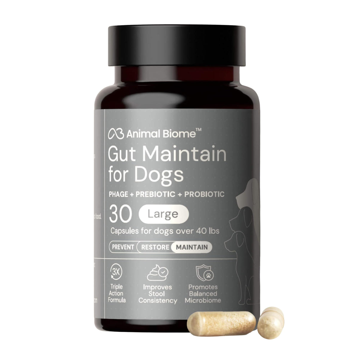 AnimalBiome NEW Probiotics for Cats with S Boulardii (30 Capsules) KittyBiome - Gut Maintain Triple-Action Phage, Prebiotics & Probiotic Cat Supplements for Digestive Health, Open for Easy Food Topper
