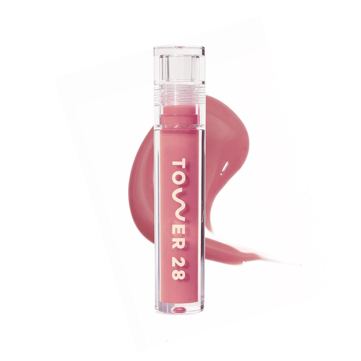 Tower 28 ShineOn Lip Gloss Jelly, Pistachio (0.13 oz) | Nude Pink Tinted Lip Oil with Hydrating Lip Balm Formula, Non-Sticky, High-Shine Gloss with Nourishing Oil Blend