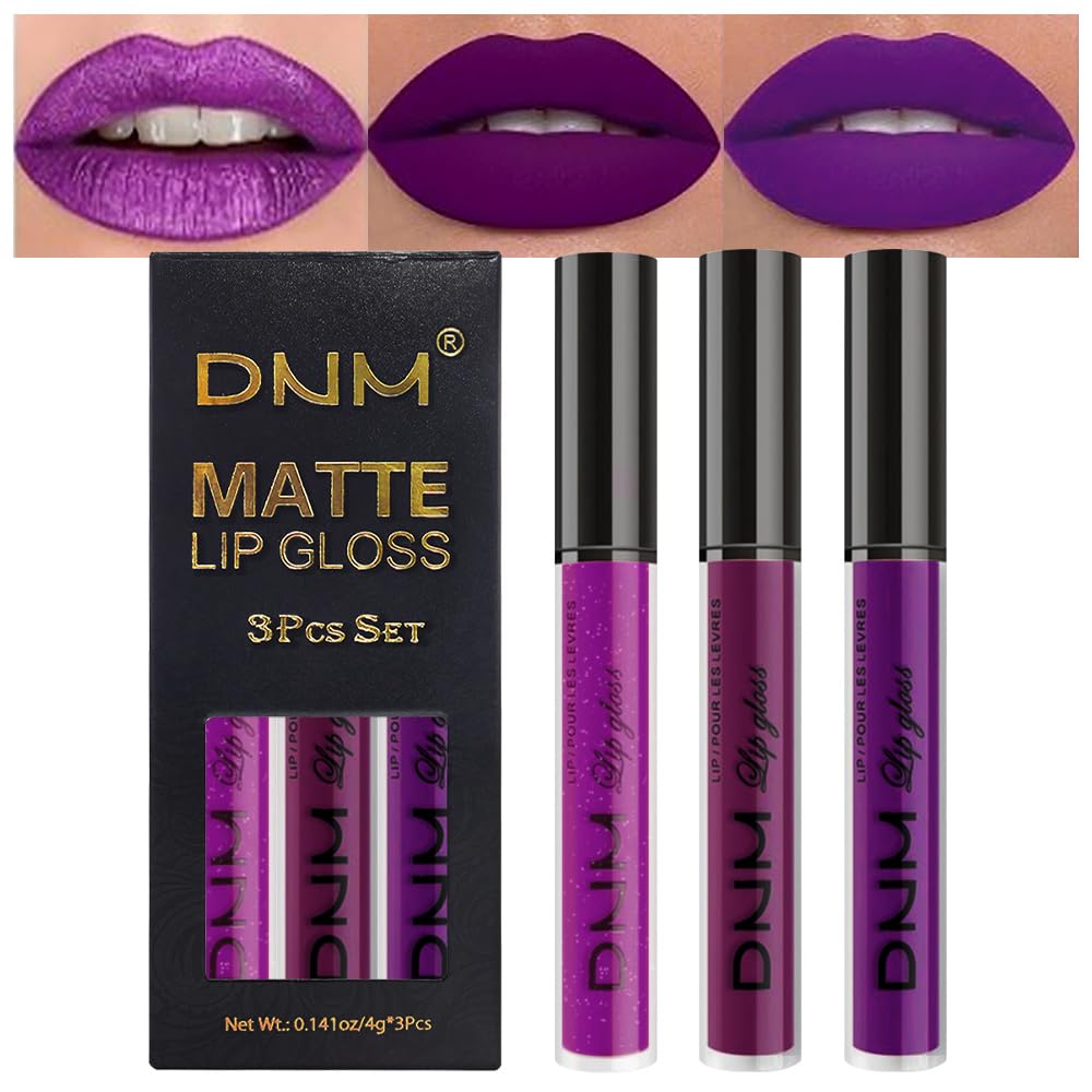 evpct 3Pcs Dark Ruby Fire Red Matte Liquid Lipstick Lip Stain Lipgloss sets for Women 24 Hour Red Matte Lipstick Long Lasting Smudge Proof
