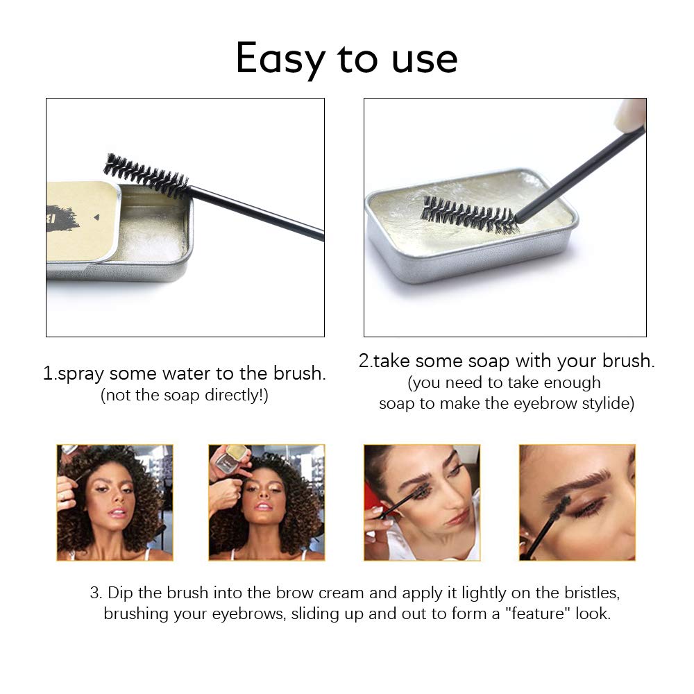 Ownest Soap Brow Eyebrow Soap Kit,Brows Styling Soap,Long Lasting Waterproof Smudge Proof Eyebrow Styling Pomade for Natural Brows, 3D Feathery Brows Makeup Balm