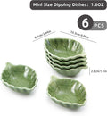 Ceramic Soy Sauce Dishes, Green Leaf Shape Dipping Bowls, 1.5OZ