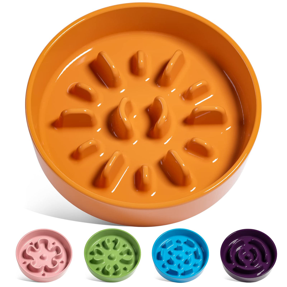 LE TAUCI Dog Bowls Slow Feeder Ceramic, 1.5 Cup Slow Feeding Bowl for Small and Medium Breed, Puzzle Dog Food Bowl for Fast Eater, Maze Purple
