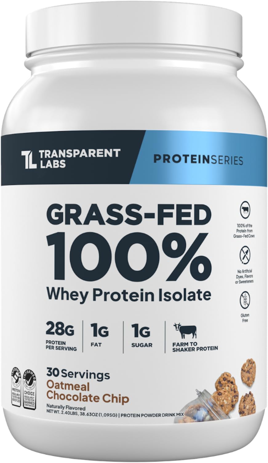 Transparent Labs Grass-Fed Whey Protein Isolate - Naturally Flavored, Gluten Free Whey Protein Powder with 28g of Protein per Serving & 9 Amino Acids - 30 Servings, Chocolate Peanut Butter