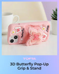for iPhone 15 Case, Kawaii 3D Butterfly Pop-Up Grip for Girls