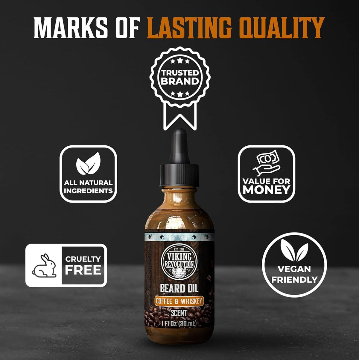 Viking Revolution Beard Conditioning Kit-CoffeeWhiskey, 5 Products Included
