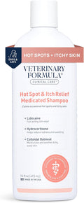 Veterinary Formula Clinical Care Hot Spot & Itch Relief Medicated Shampoo for Dogs and Cats 16oz – Helps Alleviate Sensitive Skin, Scratching, and Licking of Coat
