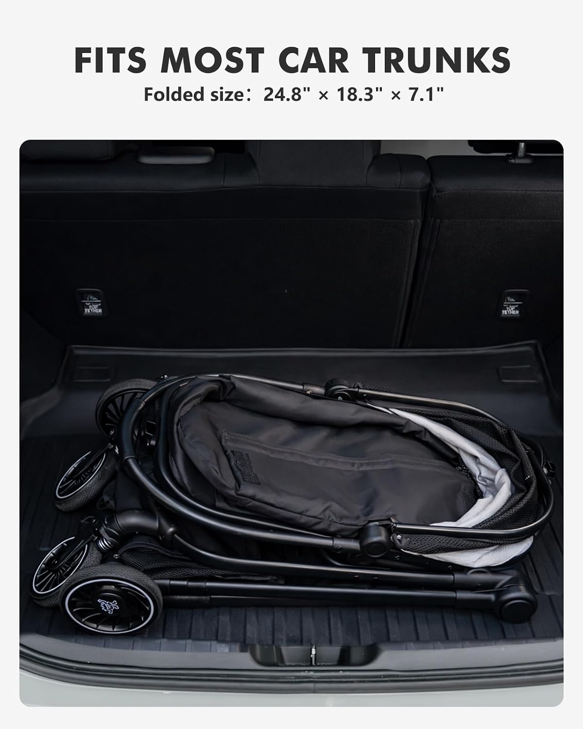 Pet Stroller for Small Dogs and Cats, One-Click Foldable Dog Stroller with Detachable Carrier & 3 Safety Tethers, Holds up to 33 lbs, Storage Basket & Cup Holder, Breathable Mesh, Black