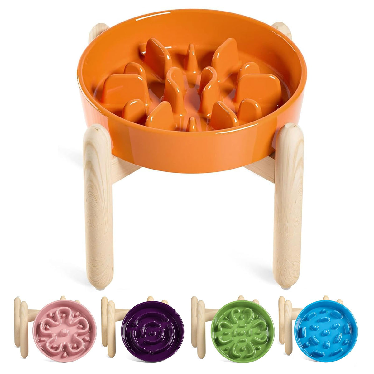 LE TAUCI Dog Bowls Slow Feeder Ceramic, 1.5 Cup Slow Feeding Bowl for Small and Medium Breed, Puzzle Dog Food Bowl for Fast Eater, Maze Purple