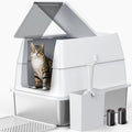 Stainless Steel Litter Box with Lid | Extra Large Enclosed Cat Litter Box for Big Cats | High Sided Metal Litter Boxes | 100% Anti-Urine Leakage | Odor Control | Non-Stick with Litter Scoop Set & Mat