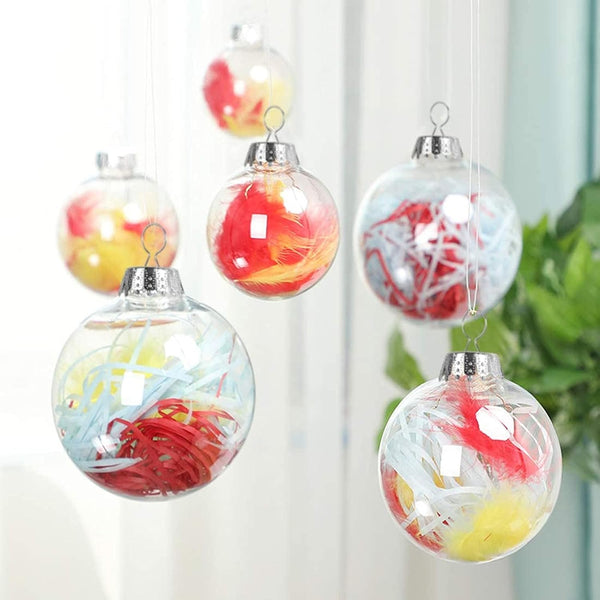 12 Pcs 3.15 Inch Clear Plastic Fillable Ornament Balls, Removable Top Clear Hanging Ornaments Ball, DIY Plastic Ornaments Round Balls, Perfect for Decoration On Christmas Trees, Wedding, Party
