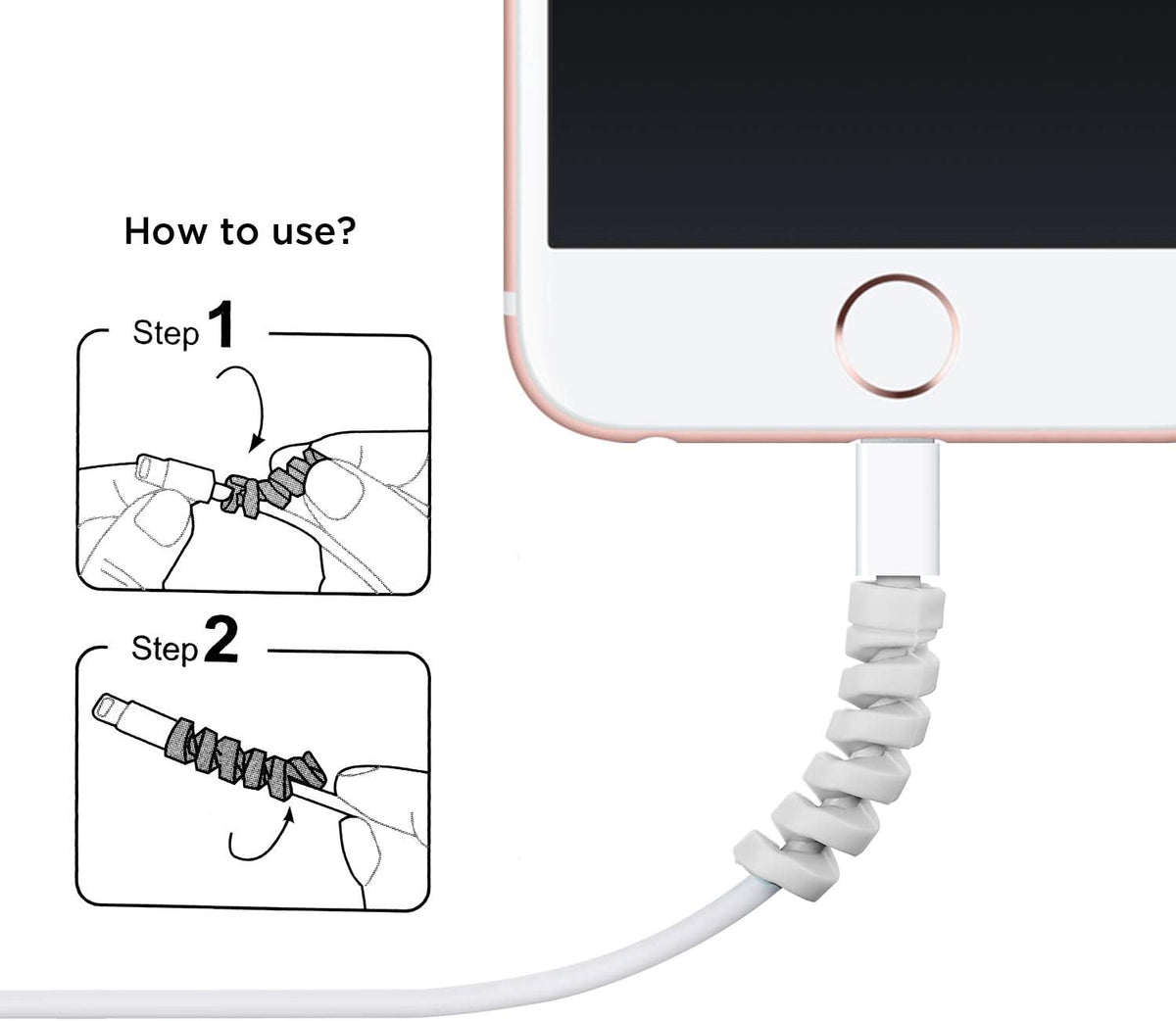 Jetec 12 Pcs Charging Cable Protector Silicone Spiral Charger Cable Saver