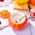 Ceramic Sugar Bowl with Lid and Spoon, 300 ML Pumpkin Shape Spirce Jar