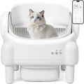 PARUUNTYS Self Cleaning Litter Box,Open Top Automatic Litter Box with App Control for Multiple Cats, Safety Sensors Protection, Odor Control Includes 2 roll Liners,Large Waste Bin, Cream White