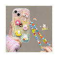 Designed for iPhone Case,Cute Rainbow Rabbit Duck Kawaii Cartoon Animal Wristband Strap Bracelet Chain Soft Shockproof Cover Phone Case (Pink,iPhone 15)