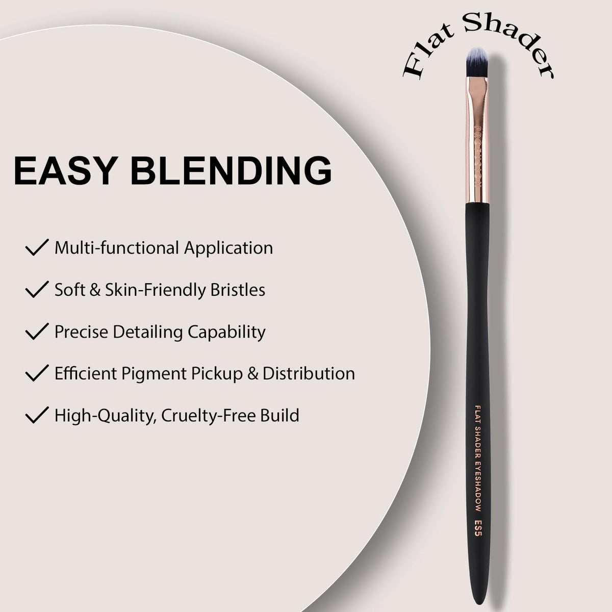 Profusion Cosmetics Flat Shader Eyeshadow Brush – Dense Synthetic Bristles for Smooth Color Packing & Blending, Professional Vegan Makeup Tool