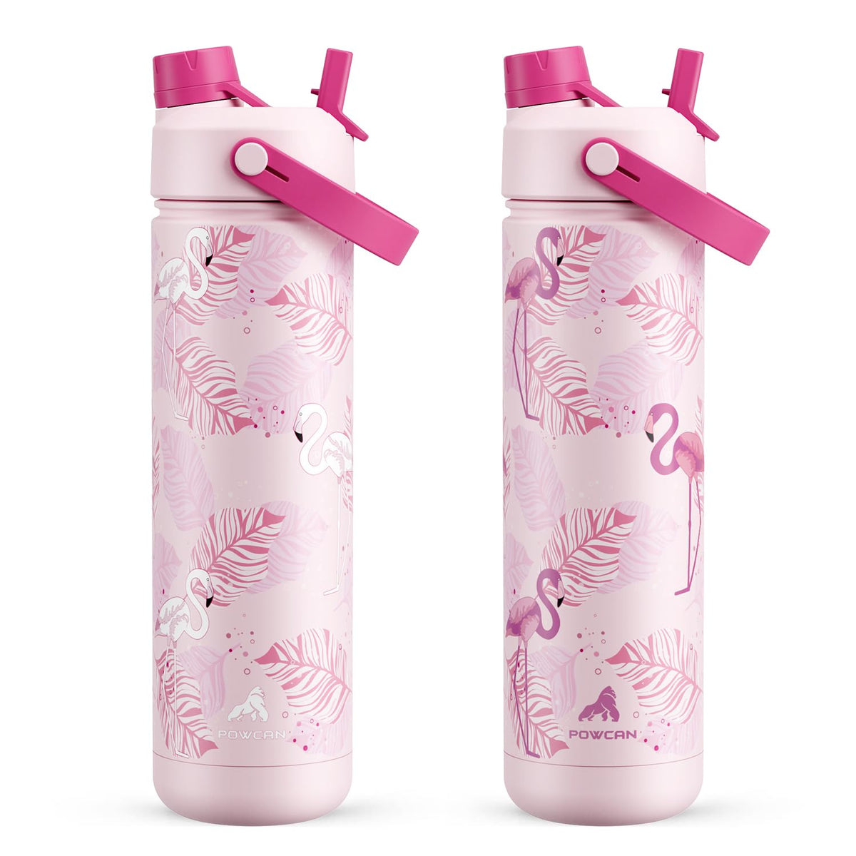 POWCAN 26 oz Insulated Water Bottle with 2-in-1 Straw and Spout Lid, Keep Cold 24H, Leak-Proof, Fits in Car Cup Holder, Stainless Steel Water Bottle for Sports, Travel, and School (Cotton Candy)