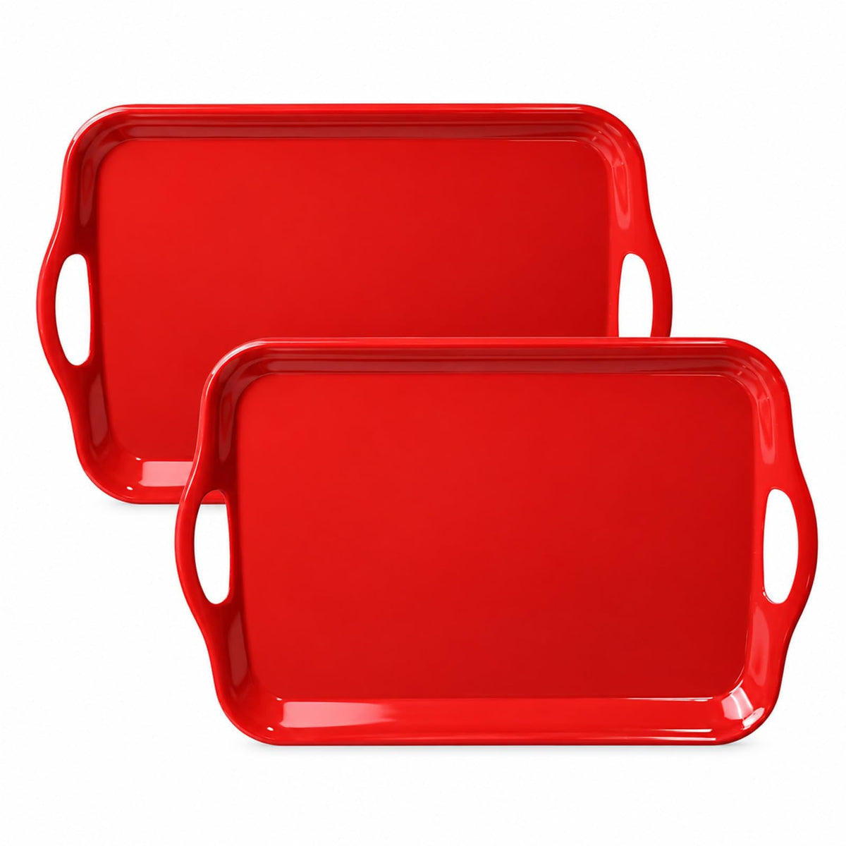 Thanksgiving Serving Trays with Handles, 19 x 11.6 Inch, Set of 2, Bamboo Fiber Serving Platter, Dishwasher Safe, with Removable Silicone Mats, Turkey and Fall Plaid