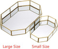 Hipiwe Mirror Glass Vanity Tray - Gold Ornate Makeup Organizer Perfume Tray