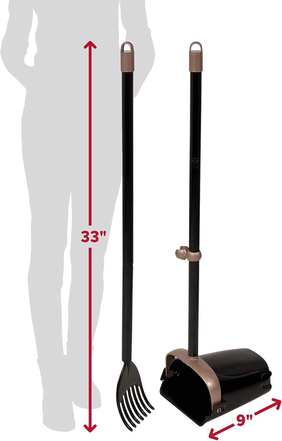 Arm & Hammer Dog Pooper Scooper Swivel Bin & Rake, Poop Scoop for Dogs, Black (2 Heavy Duty Scented Waste Bags Included)