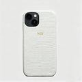 Personalise Gold Silver Initial Letters Leather Case for iPhone 14 15 16 17 Pro max 13 17 Pro Xs Max 12 11 XR 14 15 16 Plus 17air Luxury Lizard Skin Texture PU Cover (Burgundy)