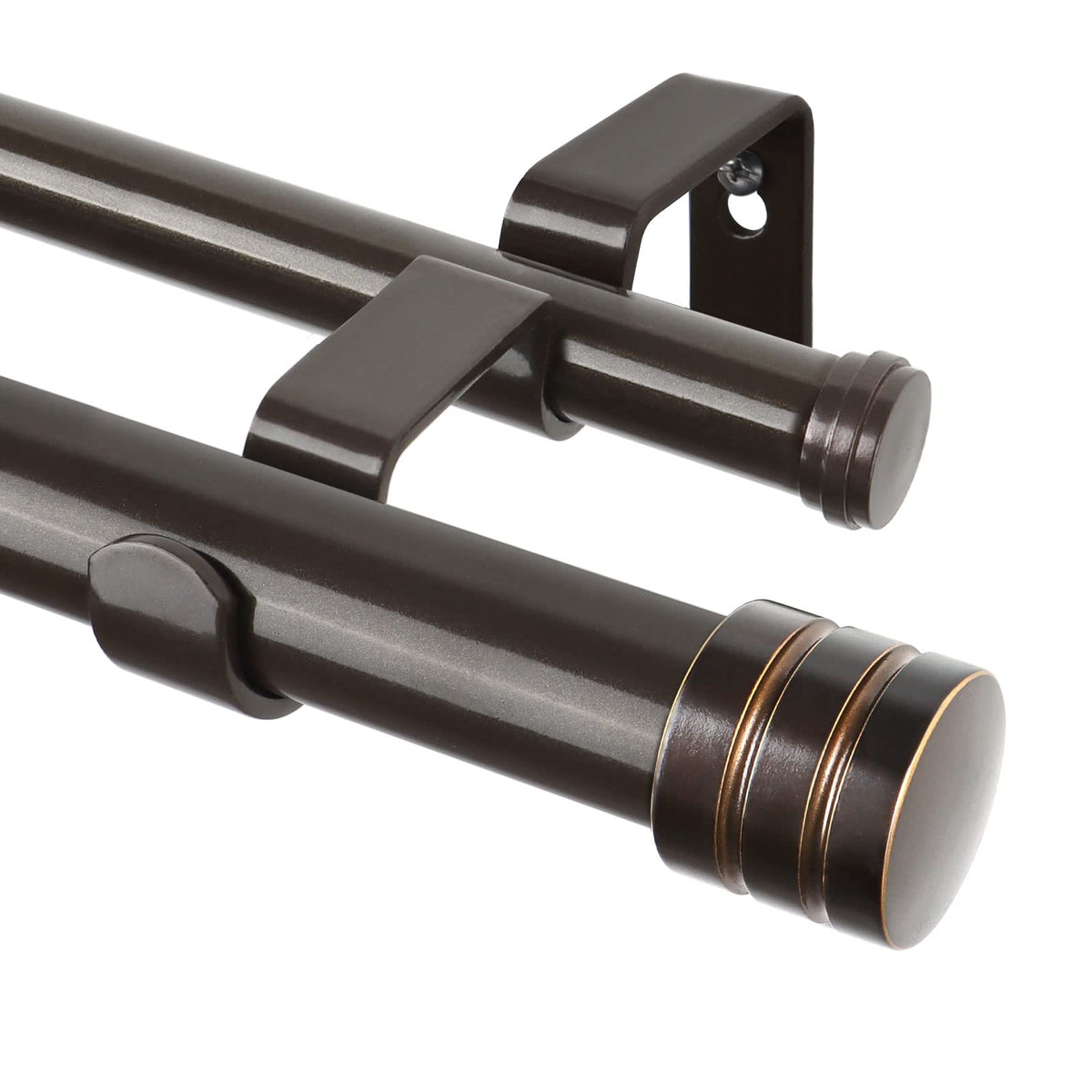 TONIAL 1 Inch Double Curtain Rods for Windows 66 to 120 Inch, Black, | Heavy Duty Dual Drapey Rod 32 to 144 Inch, Decorative Adjustable for Living Room, with Classic Finial, 33lbs Weight Capacity